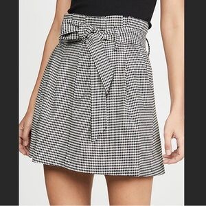 Alice+Olivia Zoya Houndstooth Print Paper Bag Mini Skirt (size 10) NWT